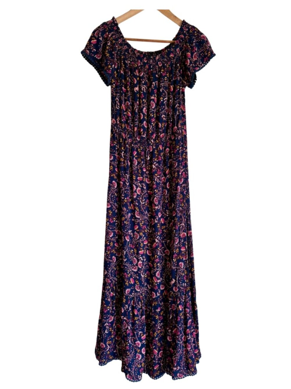 Old Navy Floral-Print Off-the-Shoulder Waist-Defined Maxi Dress size small